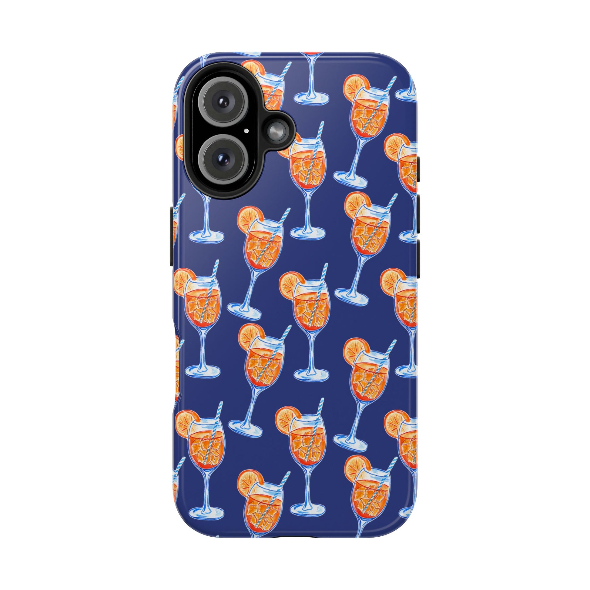 Orange & Blue Aperol Spritz Watercolor Pattern Navy Tough Case | Various Models iPhone 16