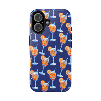 Orange & Blue Aperol Spritz Watercolor Pattern Navy Tough Case | Various Models iPhone 16