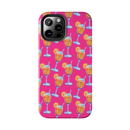 Orange & Blue Aperol Spritz Watercolor Pattern Hot Pink Phone Case | Various Models