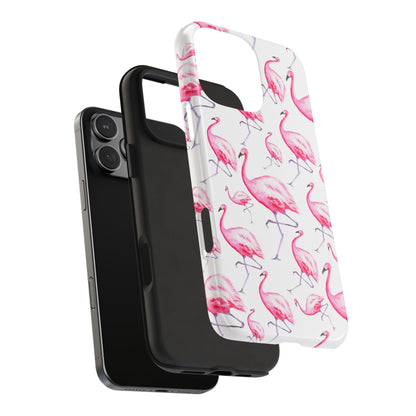 Hot Pink Flamingos Watercolor Illustrated Tossed Pattern Phone Case | Various Models