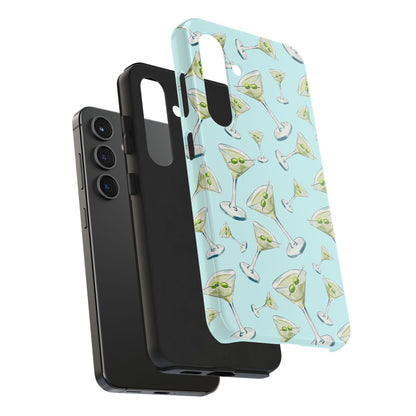 Watercolor Blue and Green Martinis Tossed Illustrated Pattern Turquoise Blue Tough Phone Case | Various Models