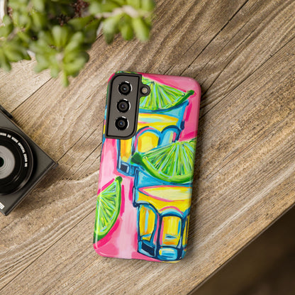 Pink Tequila Shot & Limes Acrylic Tough Phone Case | Various Models Available