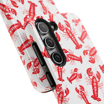 Watercolor Red Lobster Coastal Illustrated Patterned Tough Phone Case | Various Models