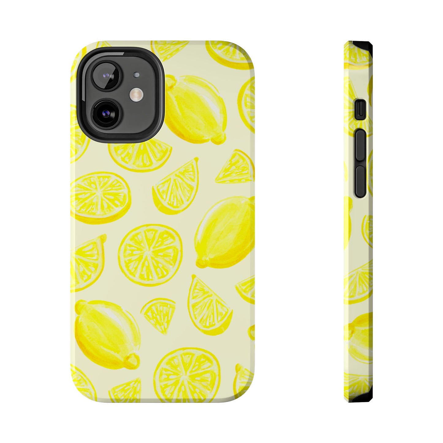 Bright Yellow Lemons Watercolor Illustrated Tossed Pattern Pale Yellow Tough Phone Case | Various Models