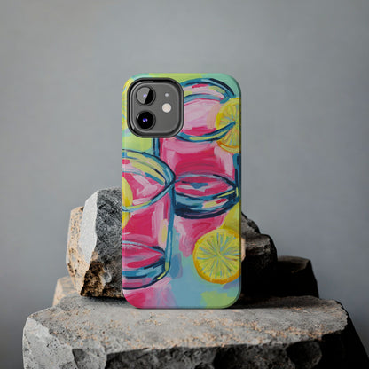 Pink Lemonade Abstract Acrylic Cocktails Tough Phone Case | Various Models Available