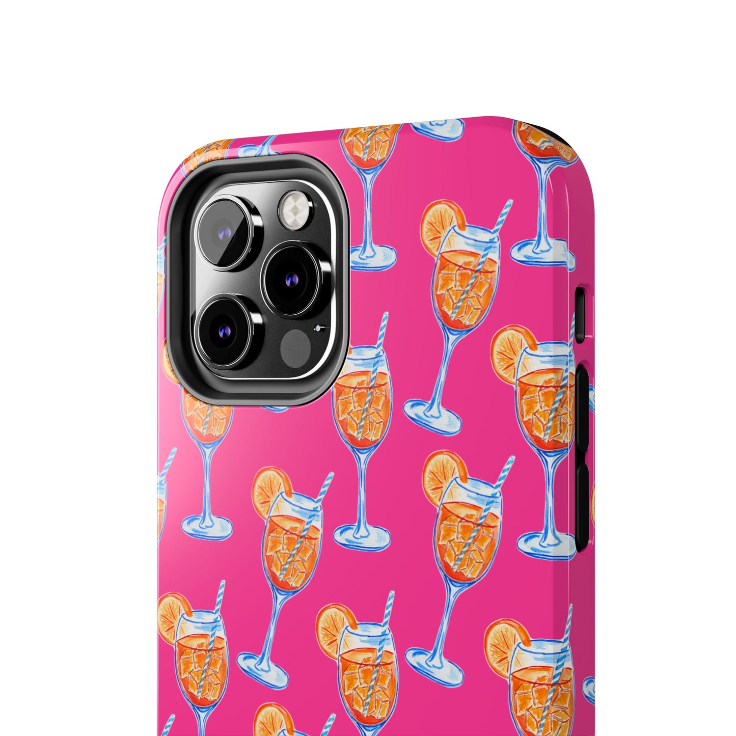 Orange & Blue Aperol Spritz Watercolor Pattern Hot Pink Phone Case | Various Models