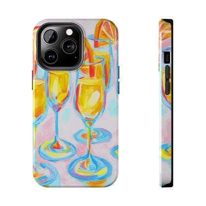 Pink Orange Mimosas Blue Champagne Flutes Abstract Acrylic Tough Phone Case | Various Models