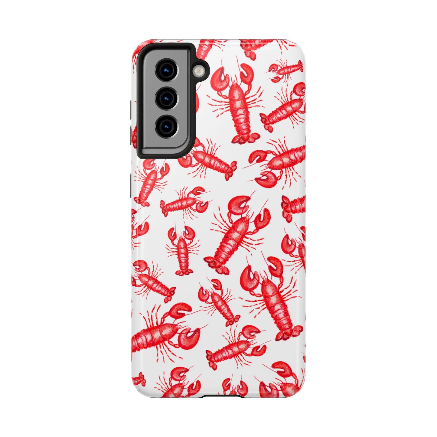 Watercolor Red Lobster Coastal Illustrated Patterned Tough Phone Case | Various Models
