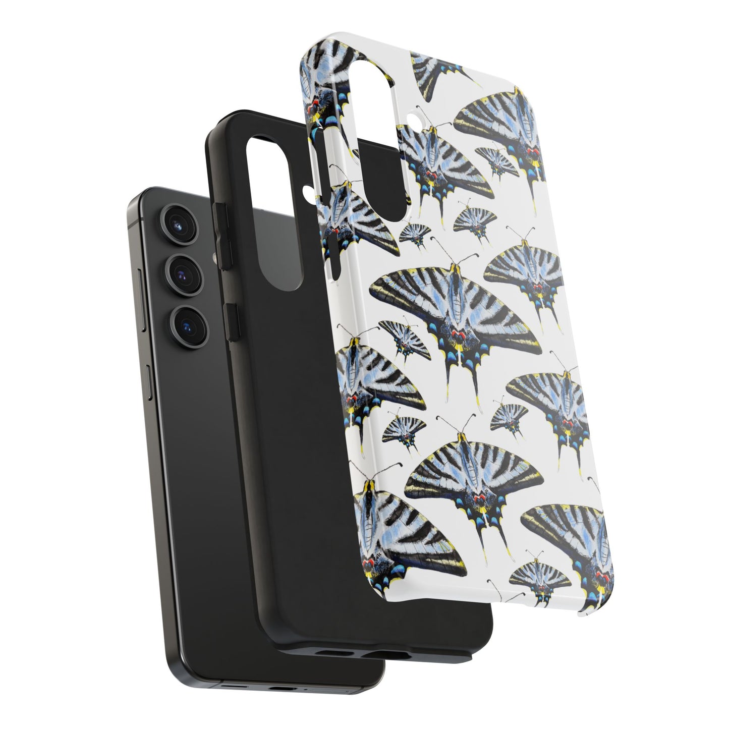 Light Blue Swallowtail Butterflies Watercolor Illustrated Pale Blue Tough Phone Case | Various Models