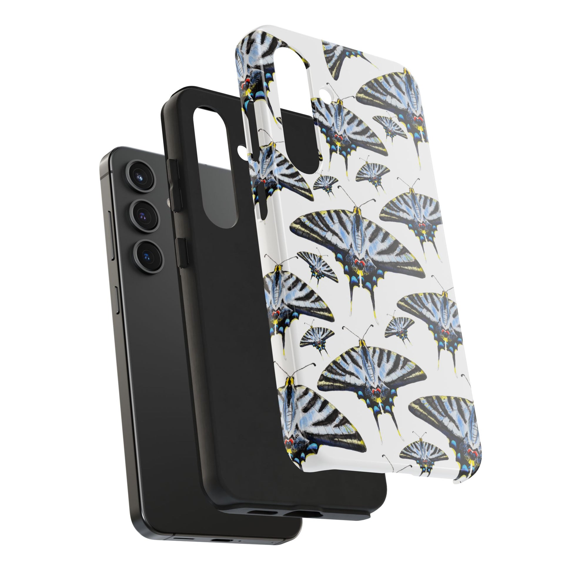 Light Blue Swallowtail Butterflies Watercolor Illustrated Pale Blue Tough Phone Case | Various Models