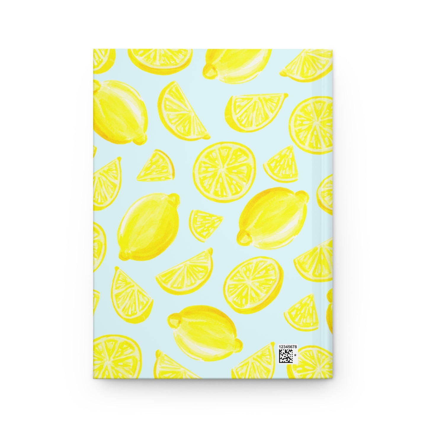 Yellow Lemons Watercolor Illustrated Light Blue Hardcover Lined Journal Matte 8"x5.75"