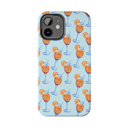 Orange & Blue Aperol Spritz Watercolor Pattern Turquoise Phone Case | Various Models