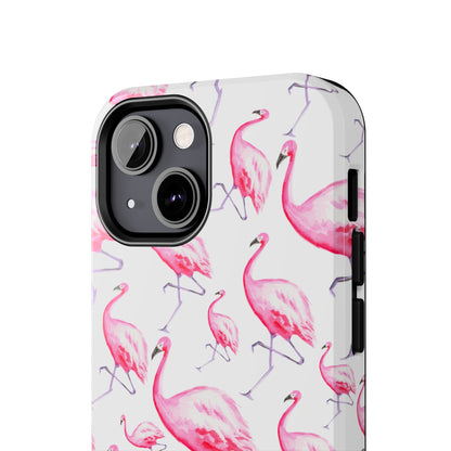 Hot Pink Flamingos Watercolor Illustrated Tossed Pattern Phone Case | Various Models