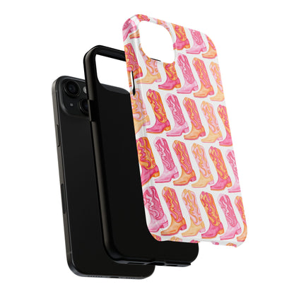 Rows of Hot Pink & Orange Cowboy Boots Tough Phone Cases | Various Models Available