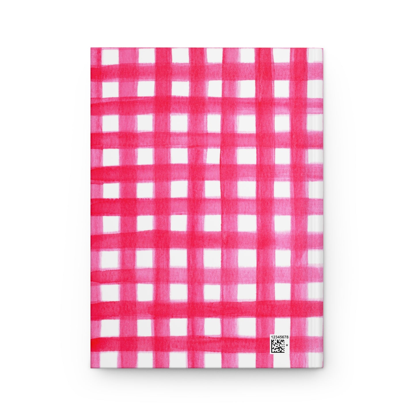 Hot Pink Gingham Watercolor Illustrated Hardcover Lined Journal Matte 8"x5.75"