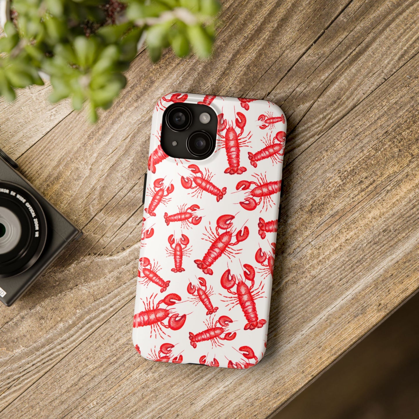 Watercolor Red Lobster Coastal Illustrated Patterned Tough Phone Case | Various Models