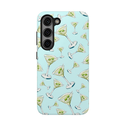 Watercolor Blue and Green Martinis Tossed Illustrated Pattern Turquoise Blue Tough Phone Case | Various Models