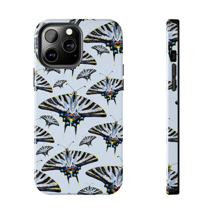Light Blue Swallowtail Butterflies Watercolor Illustrated Pale Blue Tough Phone Case | Various Models iPhone 13 Pro Max