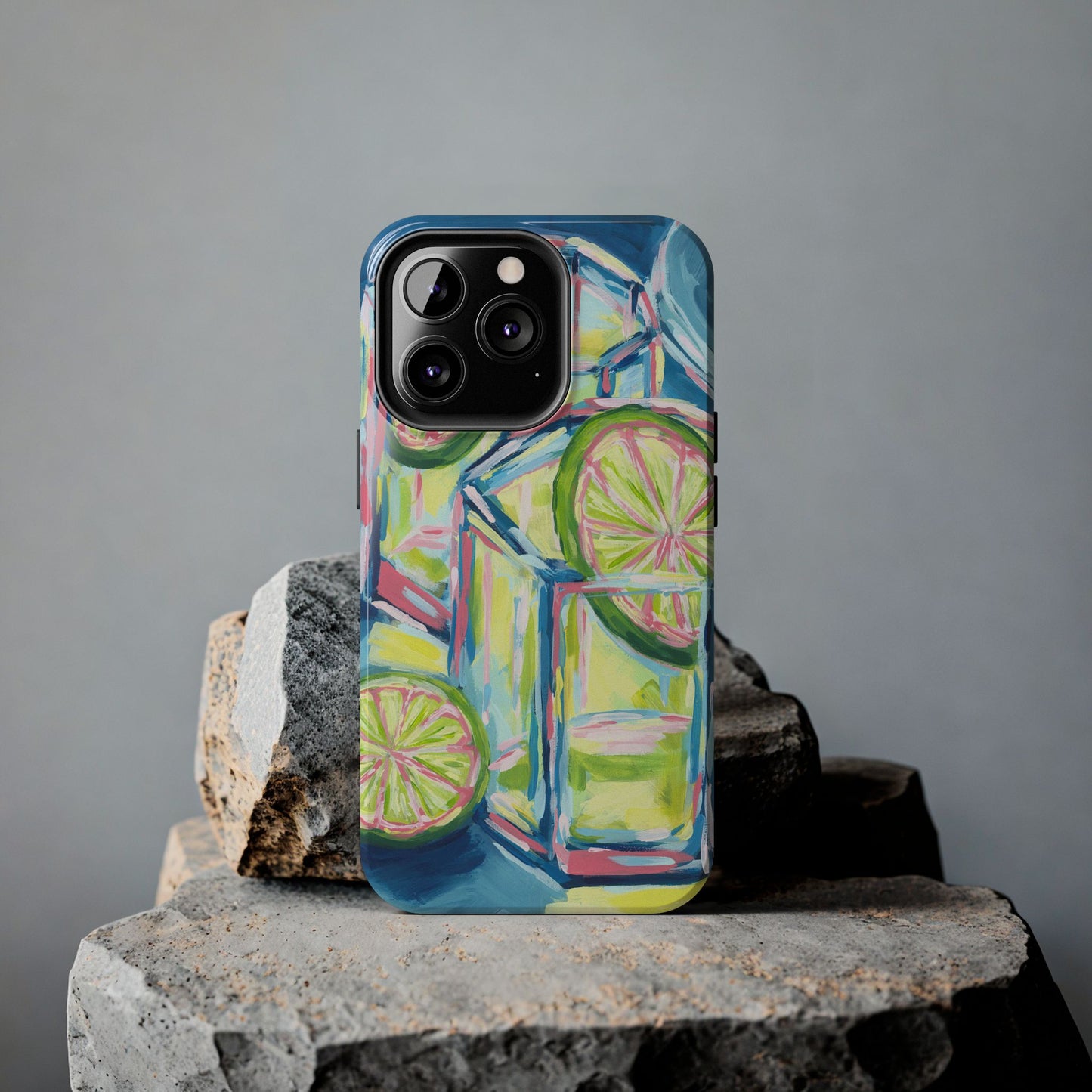 Pink Lime Green Yellow Margaritas Acrylic Tough Phone Case | Various Models Available