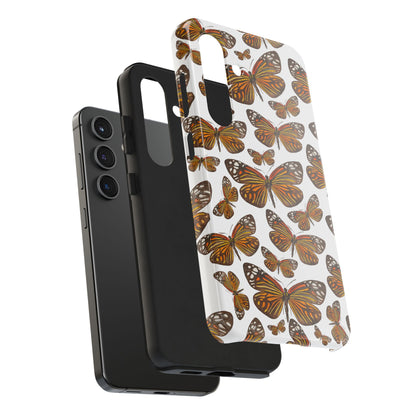 Black & Orange Butterfly Watercolor Illustrated Tossed Pattern Tough Phone Case | Various Models