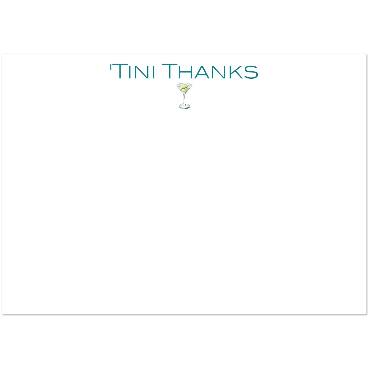 Thank You Cards | 'Tini Thanks | Martini Watercolor Illustration | Flat Notecards & Envelope Set of 10 | 2 Sizes 5R (5 x 7″) Modern