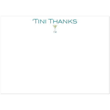 Thank You Cards | 'Tini Thanks | Martini Watercolor Illustration | Flat Notecards & Envelope Set of 10 | 2 Sizes 5R (5 x 7″) Modern