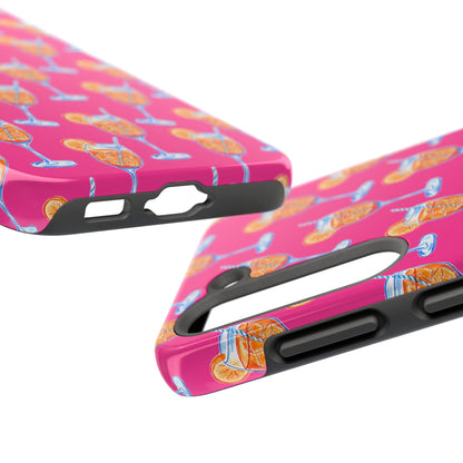 Orange & Blue Aperol Spritz Watercolor Pattern Hot Pink Phone Case | Various Models