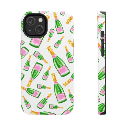 Copy of Tossed Pink and Green Watercolor Illustrated Champagne Bottles Pattern Tough Phone Case | Various Models