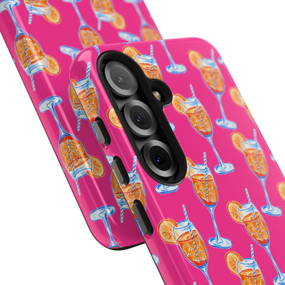 Orange & Blue Aperol Spritz Watercolor Pattern Hot Pink Phone Case | Various Models