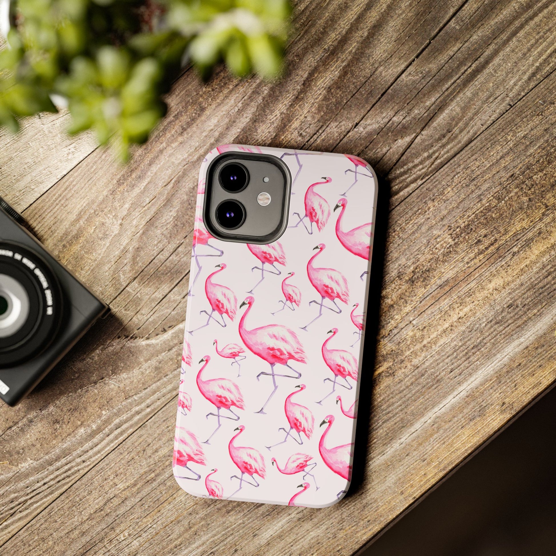 Pink Flamingos Watercolor Illustrated Tossed Pattern Blush Phone Case | Various Models