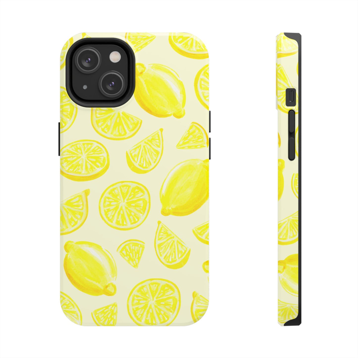 Bright Yellow Lemons Watercolor Illustrated Tossed Pattern Pale Yellow Tough Phone Case | Various Models