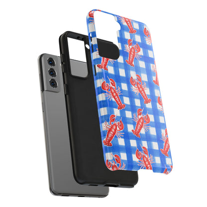 Blue Gingham Red Lobster Watercolor Patterned Phone Case | Various Models