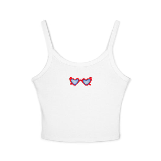 Women's Spaghetti Strap Tank Top Solid White Blend