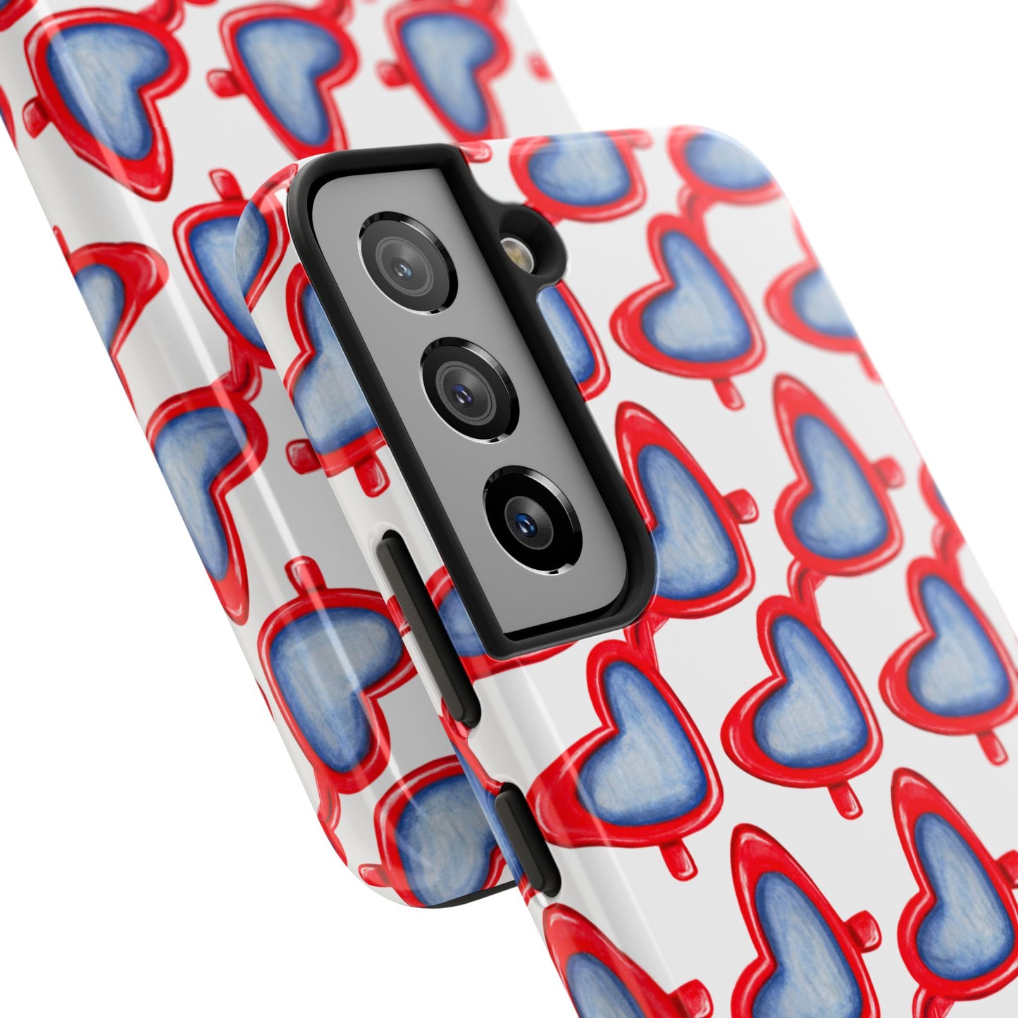 Red Heart Shaped Sunglasses Watercolor Illustrated Tough Phone Case | Various Models