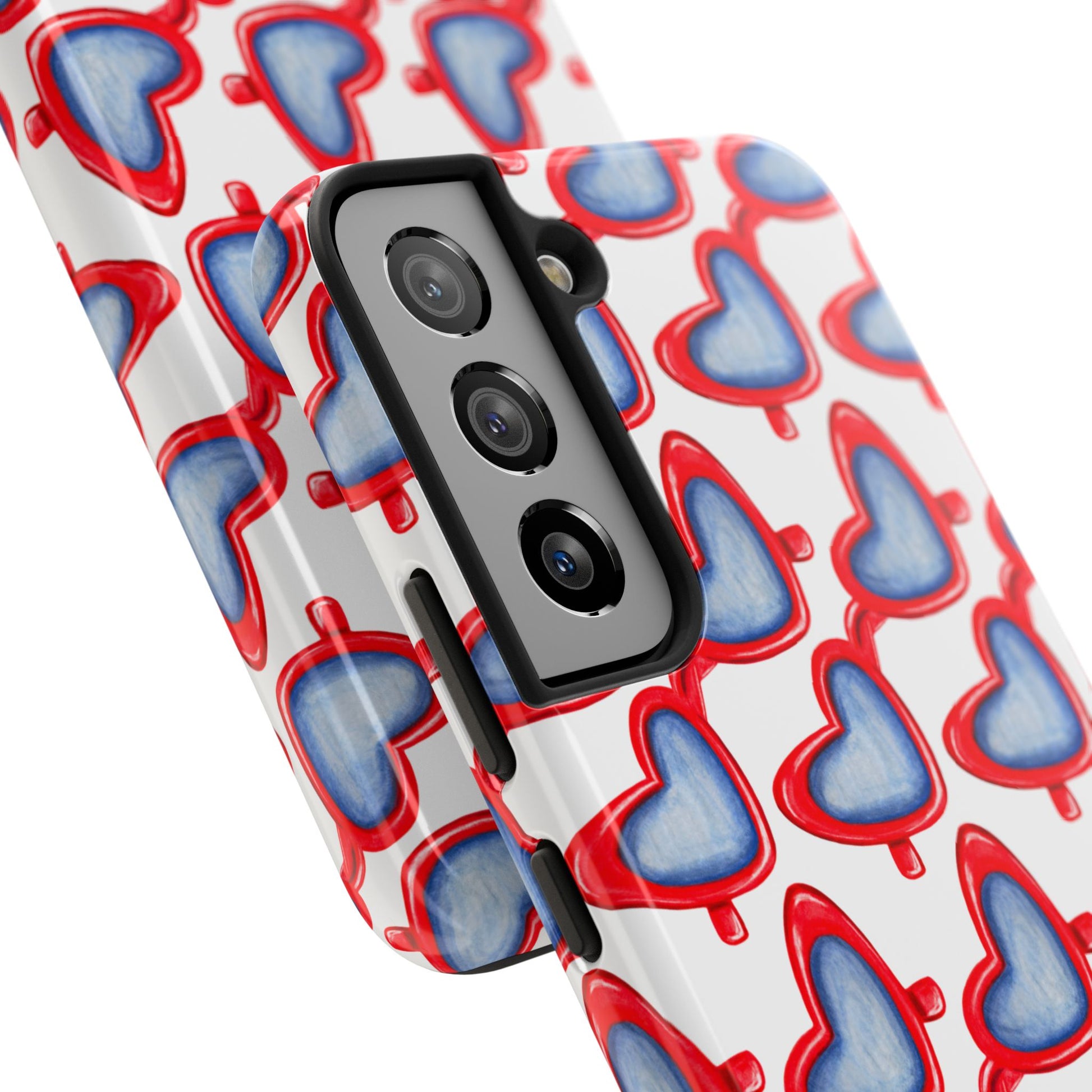 Red Heart Shaped Sunglasses Watercolor Illustrated Tough Phone Case | Various Models