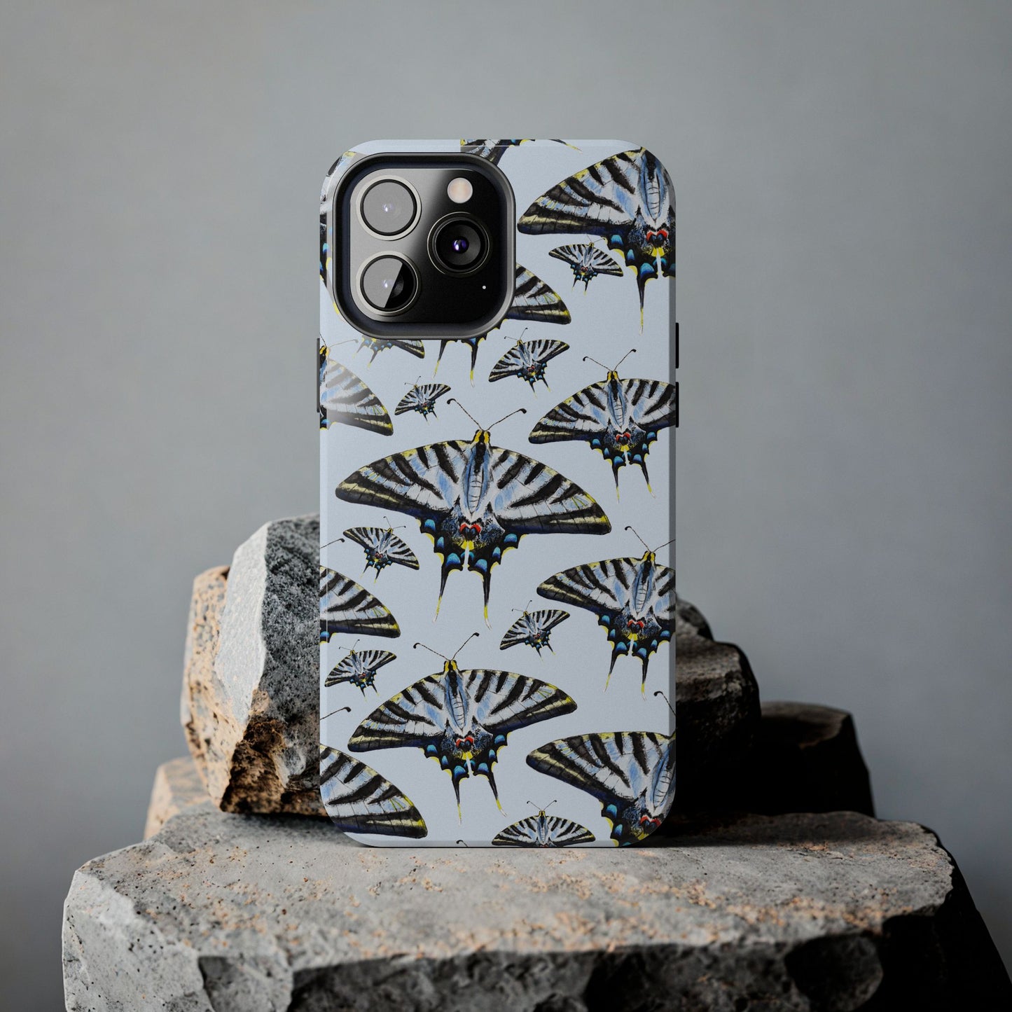 Light Blue Swallowtail Butterflies Watercolor Illustrated Pale Blue Tough Phone Case | Various Models
