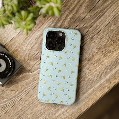 Blue Mini Martini Watercolor Illustrated Tossed Pattern Tough Phone Case | Various Models Available