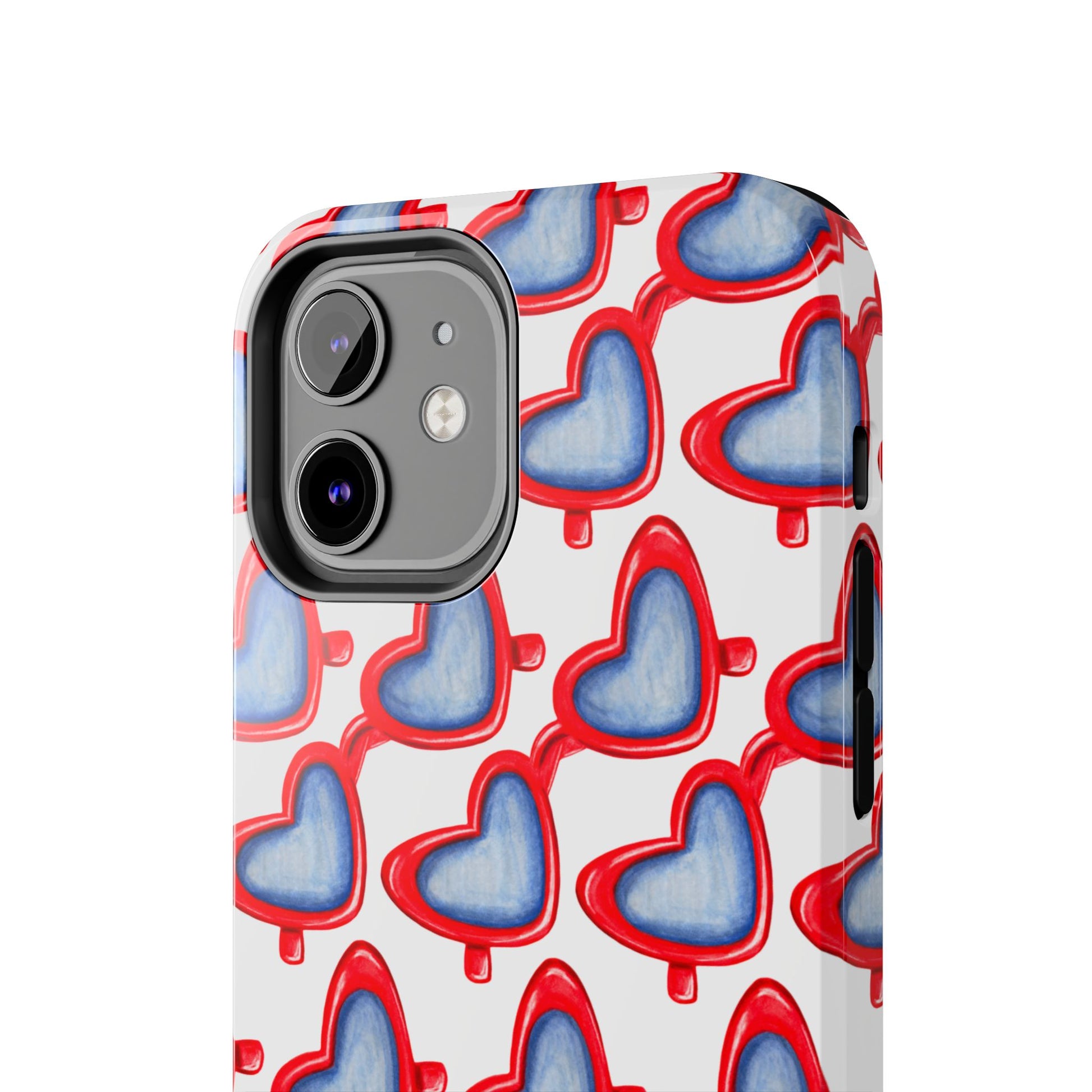 Red Heart Shaped Sunglasses Watercolor Illustrated Tough Phone Case | Various Models