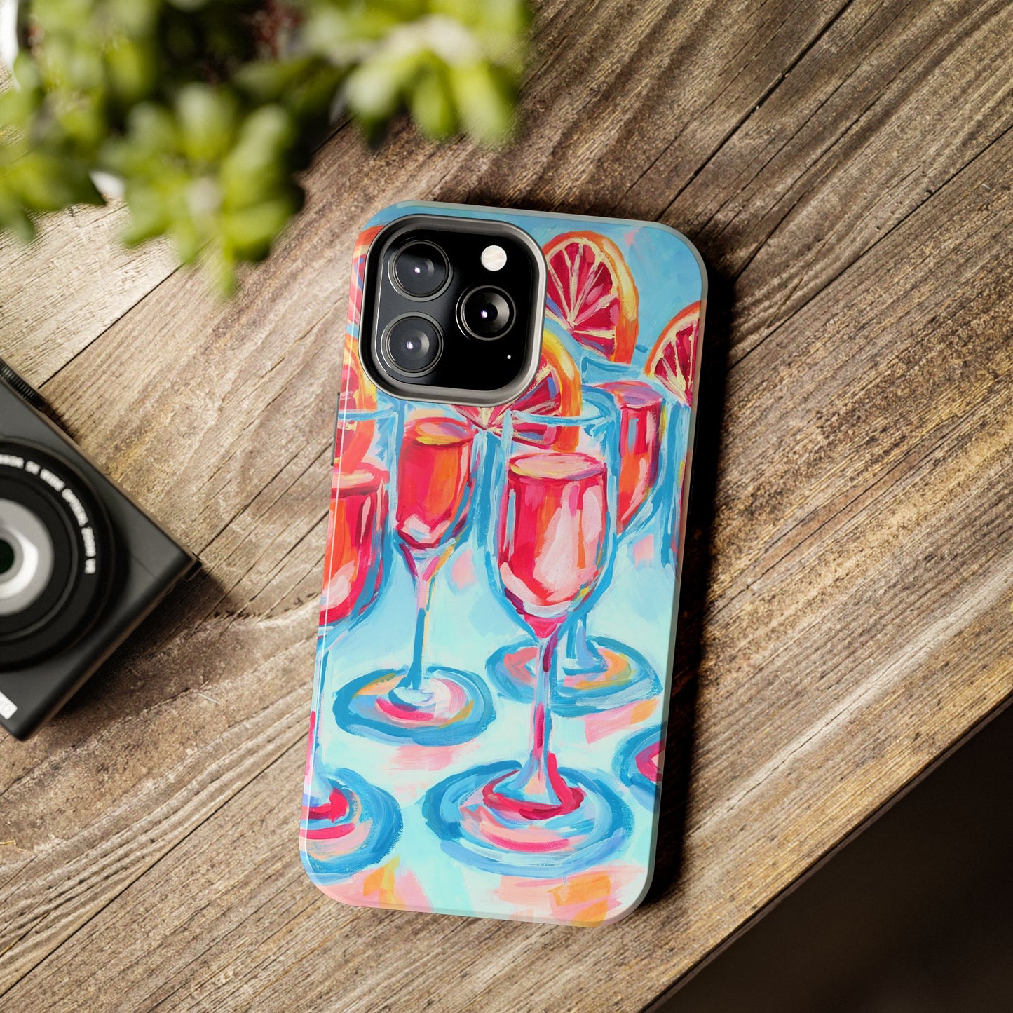 Pink Blood Orange Mimosas Blue Champagne Flute Acrylic Tough Phone Case | Various Models Available