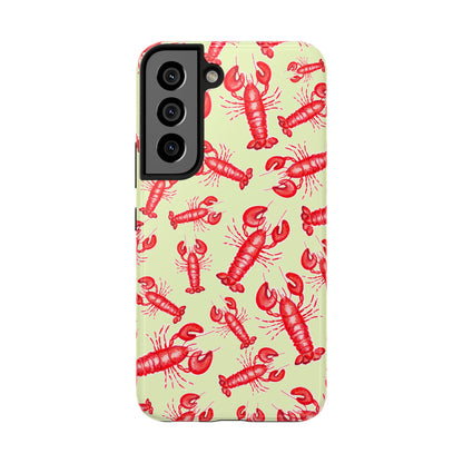 Red Lobster Watercolor Illustrated Tossed Pattern Light Yellow Tough Phone Case | Various Models
