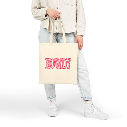 Canvas Tote | Howdy Hot Pink Watercolor Farmers Market Tote | Bachelorette Western Preppy Gift | Coastal Cowgirl