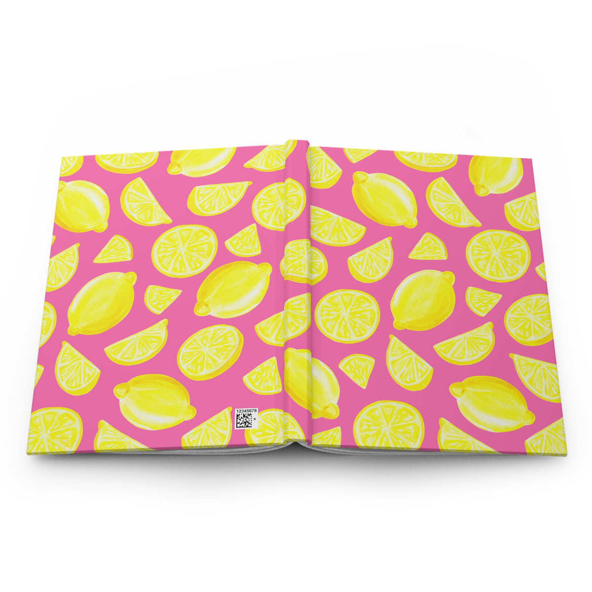 Yellow Lemons Watercolor Illustrated Light Pink Hardcover Journal Matte 8"x 5.75"
