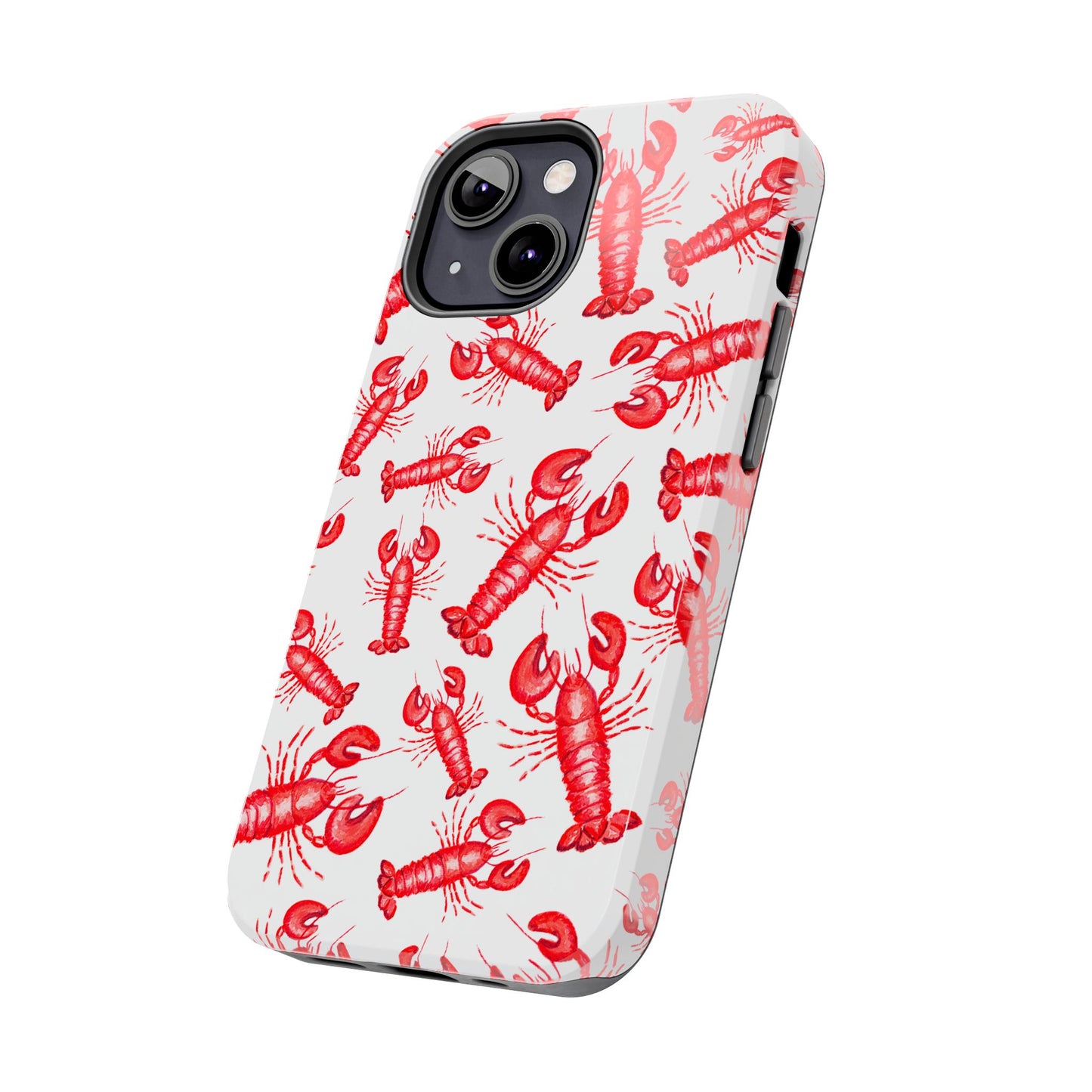 Watercolor Red Lobster Coastal Illustrated Patterned Tough Phone Case | Various Models