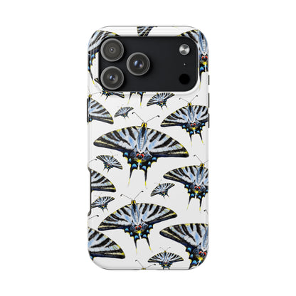 Light Blue Swallowtail Butterflies Watercolor Illustrated Pale Blue Tough Phone Case | Various Models iPhone 17 Pro Max