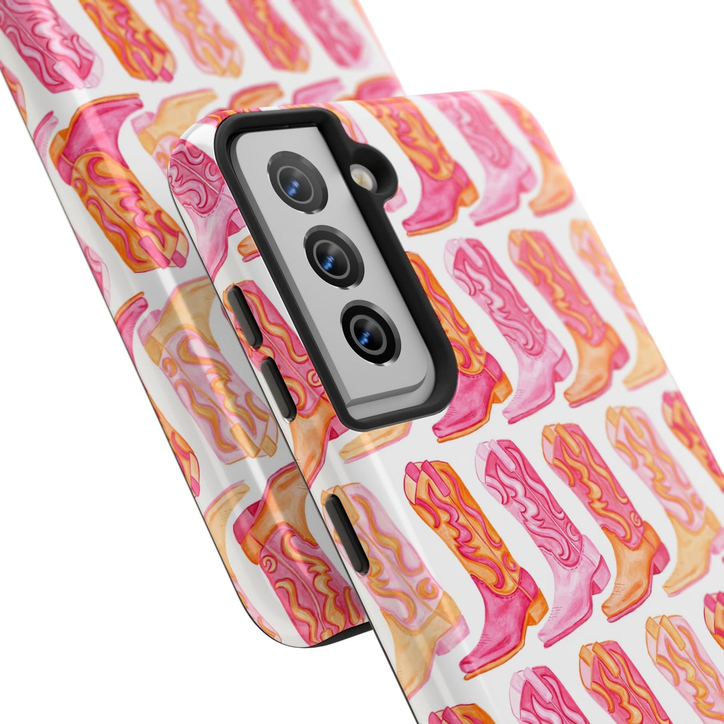 Rows of Hot Pink & Orange Cowboy Boots Tough Phone Cases | Various Models Available