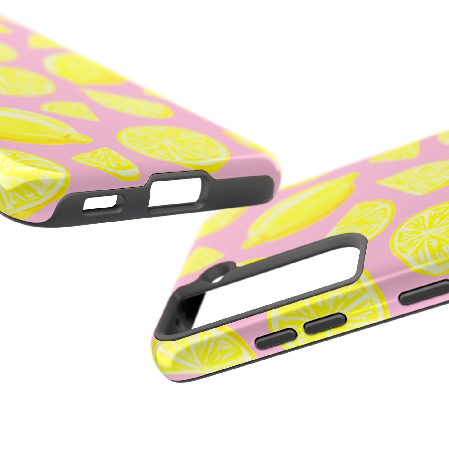 Bright Yellow Lemons Watercolor Illustrated Tossed Pattern Light Pink Tough Phone Case | Various Models