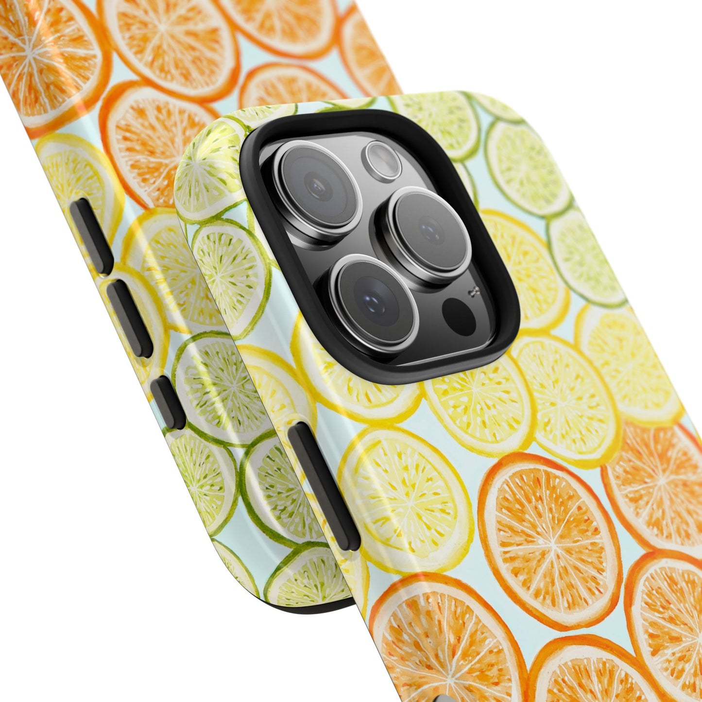 Ombré Citrus Grapefruit, Oranges, Lemons, & Limes Watercolor Illustrated Light Blue Tough Phone Case | Various Models Available