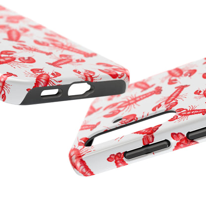 Watercolor Red Lobster Coastal Illustrated Patterned Tough Phone Case | Various Models