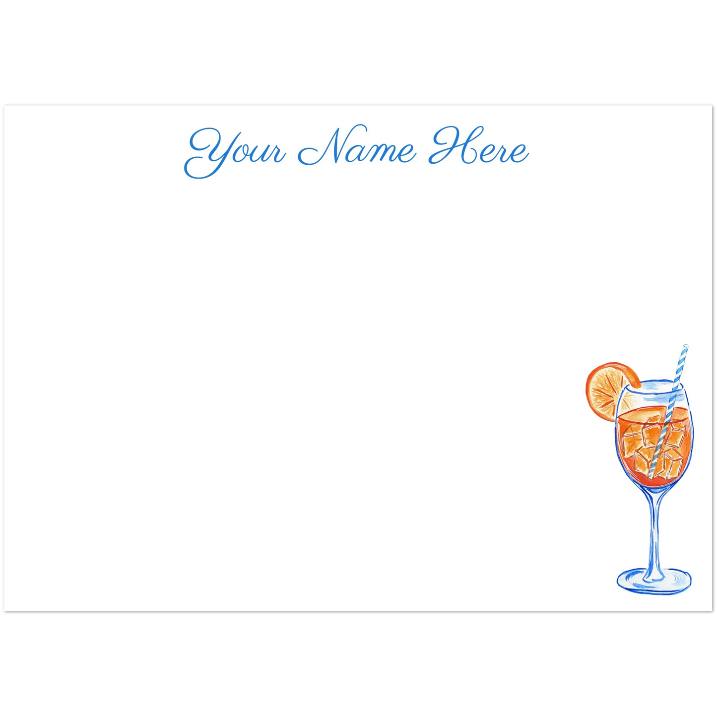 Personalized Aperol Spritz Watercolor Illustrated Flat Notecards | Set of 10 Cards & Envelopes | 2 Sizes 5R (5 x 7″)