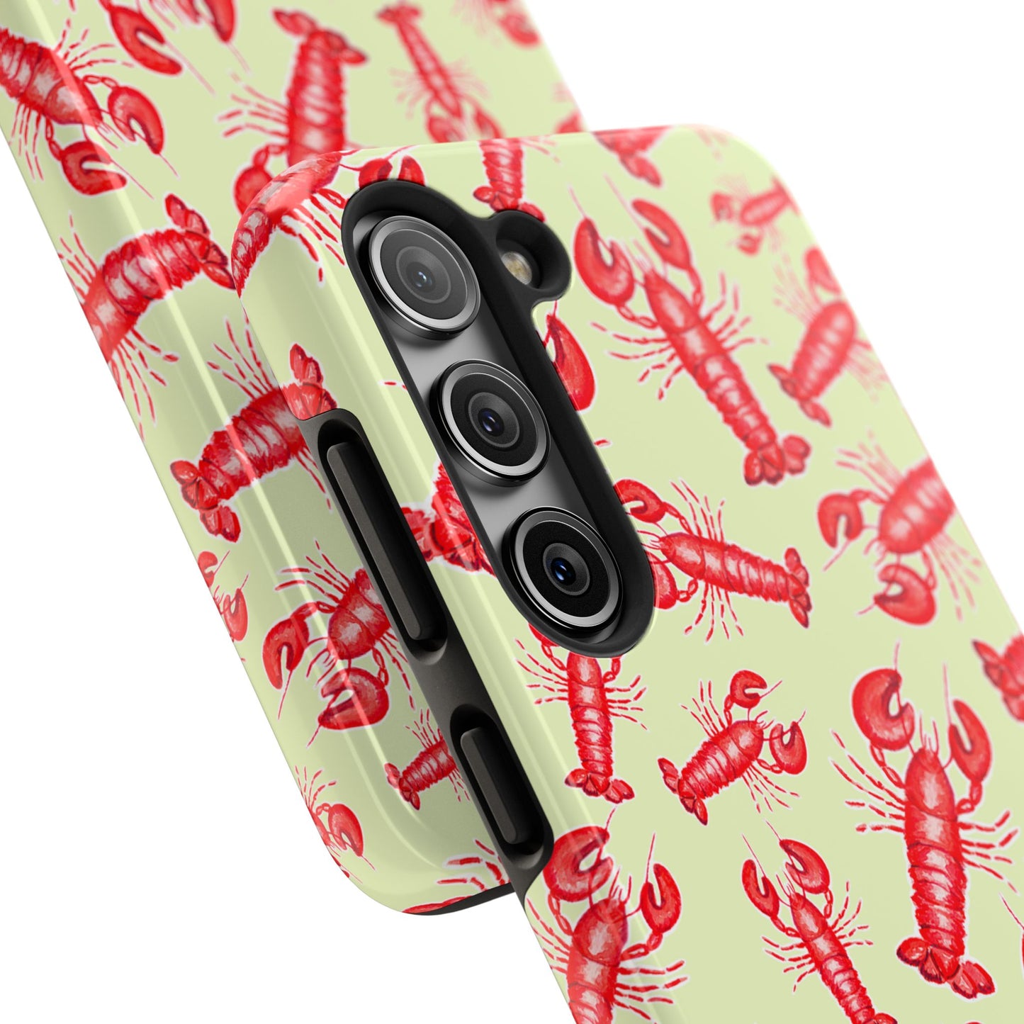 Red Lobster Watercolor Illustrated Tossed Pattern Light Yellow Tough Phone Case | Various Models